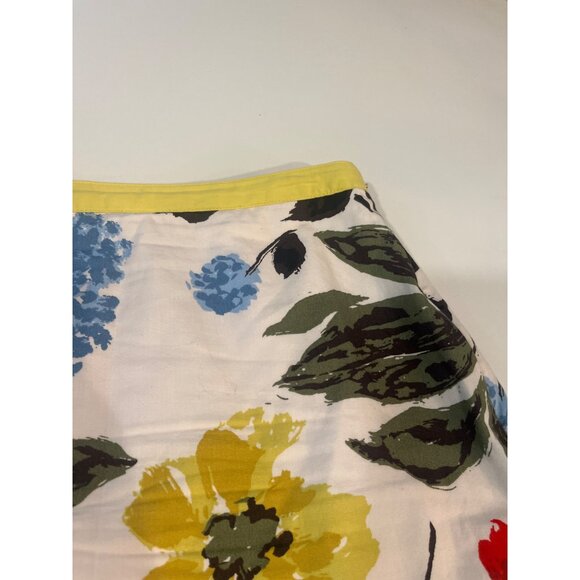 Boden Floral A-Line Skirt UK10/US6 Yellow Trim Cotton Blend - Picture 3 of 8